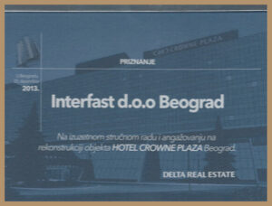 Priznanje „Delta Real Estate“, Beograd, 2013 Priznanje „Delta Real Estate“, Beograd, 2013